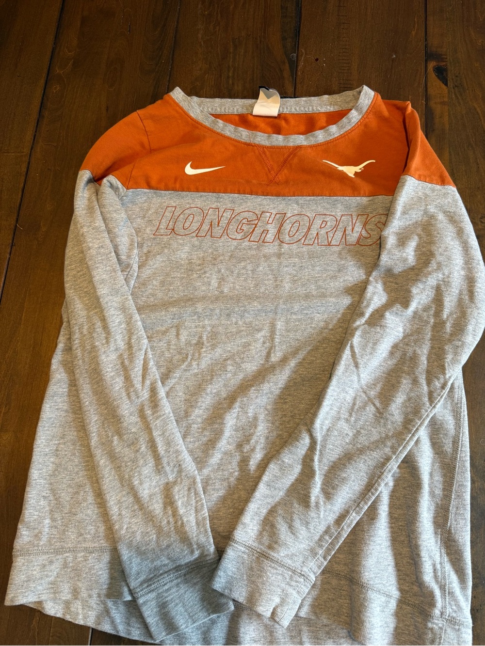 Nike womens Longhorns Colorblock Long Sleeve Shirt - Orange/Gray